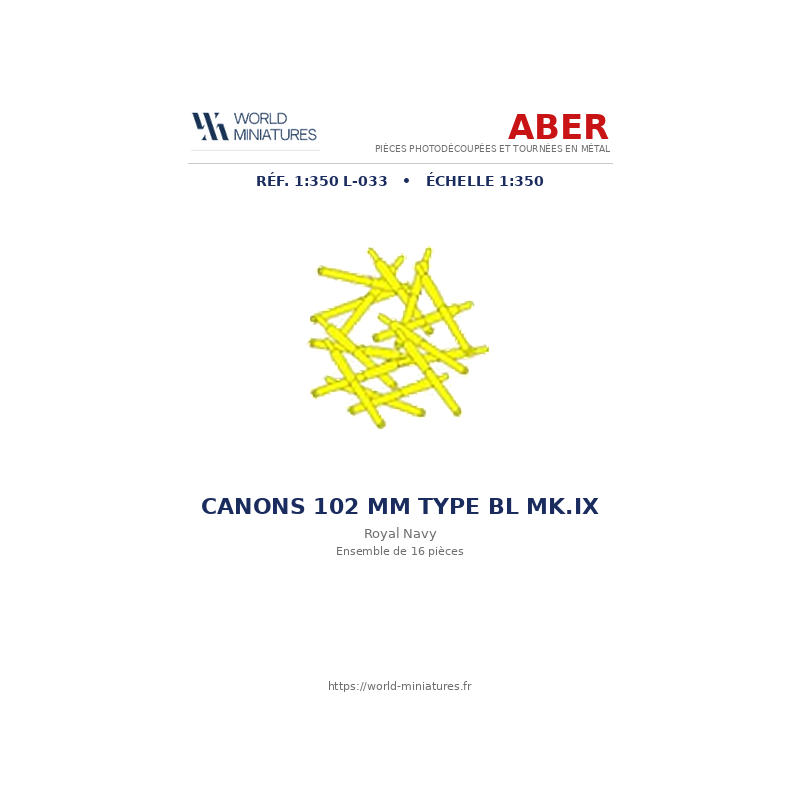 Aber S 1:350 L-033 – Canons 102 mm Type BL Mk.IX pour la Royal Navy