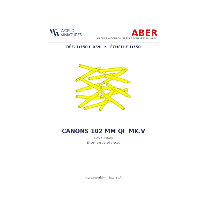 Aber S 1:350 L-034 – Canons 102 mm QF Mk.V pour Royal Navy