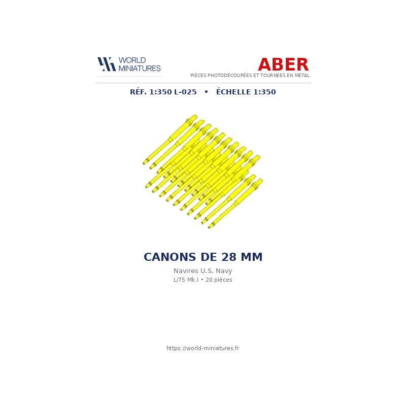 Aber S 1:350 L-025 – Canons de 28 mm pour navires U.S. Navy