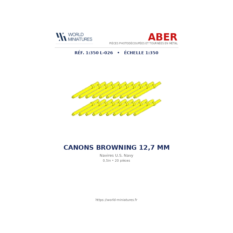 Aber S 1:350 L-026 – Canons Browning de 12,7 mm (0,5") pour navires U.S. Navy