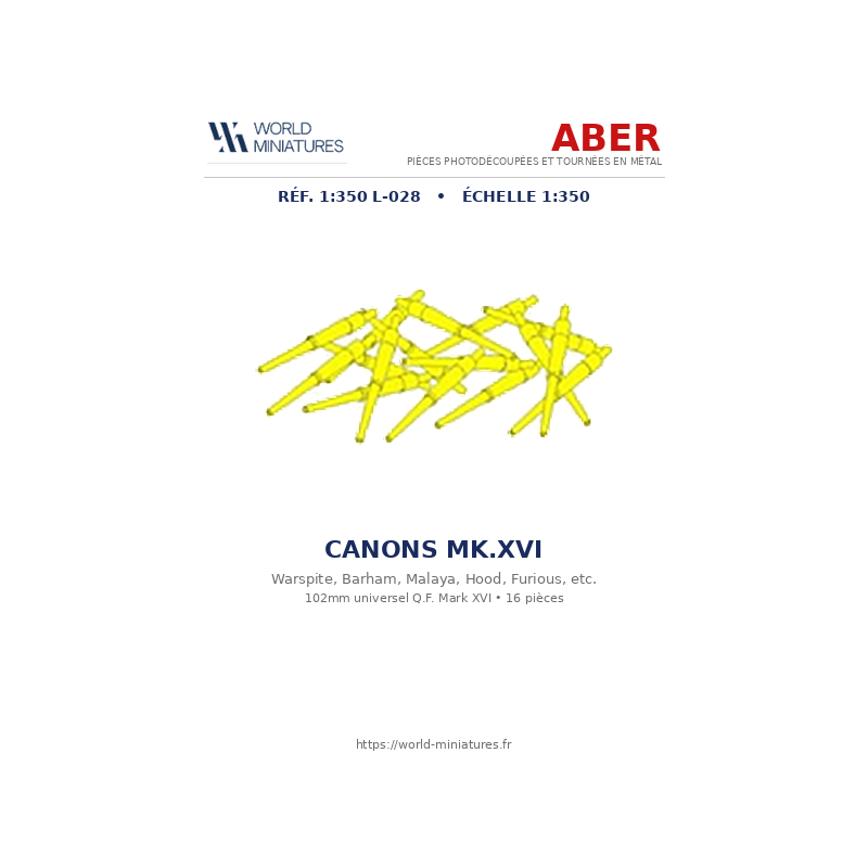 Aber S 1:350 L-028 – Canons Mk.XVI pour navires de la Royal Navy