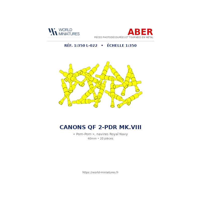 Aber S 1:350 L-022 – Canons QF 2-pdr 40 mm Mk.VIII pour navires de la Royal Navy