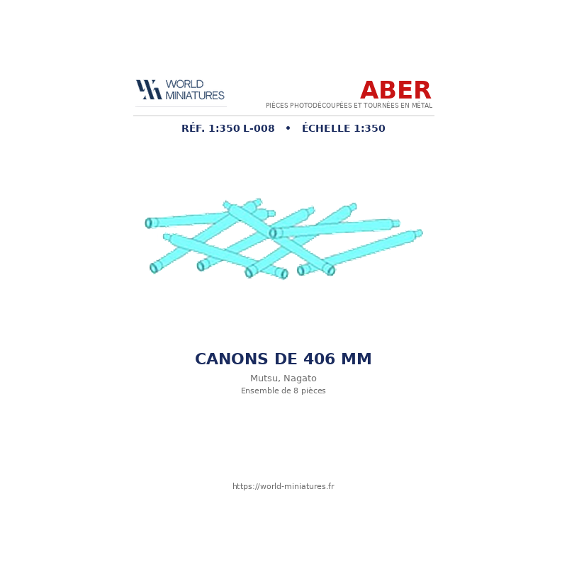 Aber S 1:350 L-008 – Canons de 406 mm pour navires japonais Mutsu et Nagato