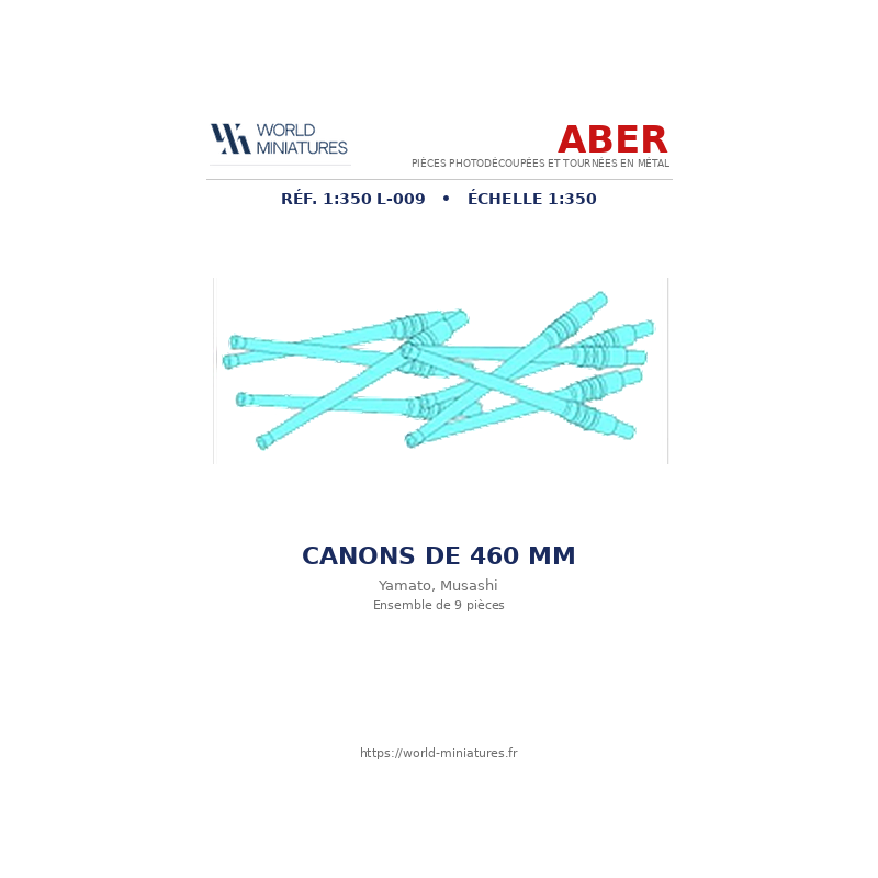Aber S 1:350 L-009 – Canons de 460 mm pour navires japonais Yamato et Musashi