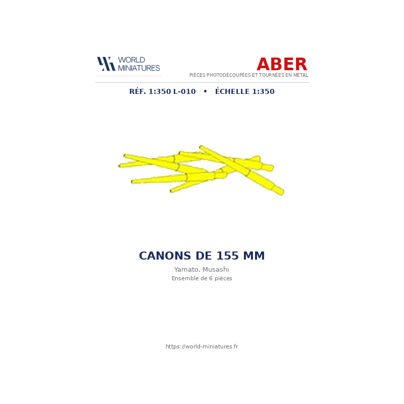 Aber S 1:350 L-010 – Canons de 155 mm pour navires japonais Yamato et Musashi