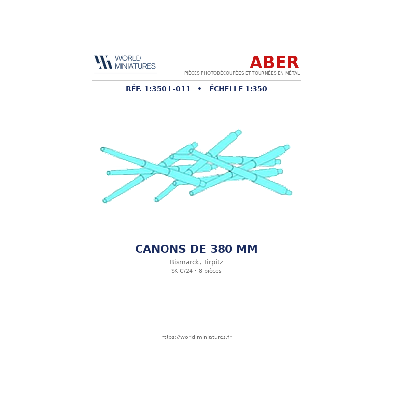 Aber S 1:350 L-011 – Canons de 380 mm pour navires allemands (Bismarck, Tirpitz)