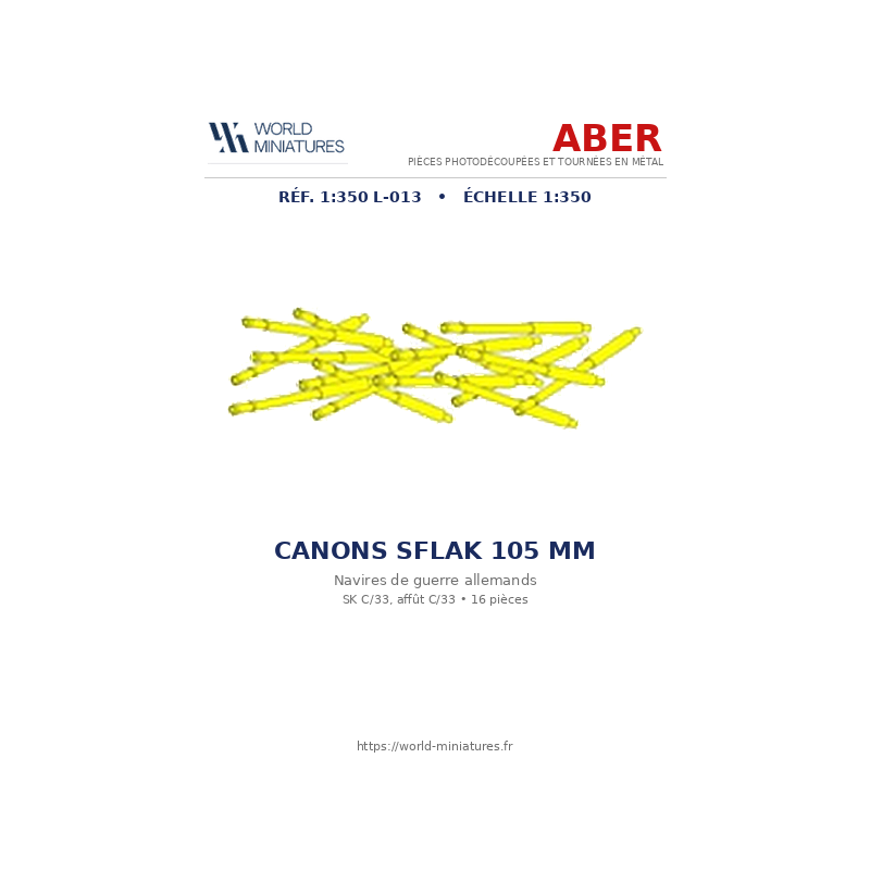Aber S 1:350 L-013 – Canons Sflak 105 mm SKC/33 pour navires de guerre allemands