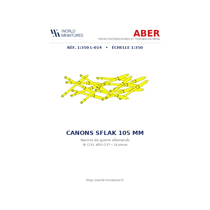 Aber S 1:350 L-014 – Canons Sflak 105 mm SKC/33 NT pour navires de guerre allemands