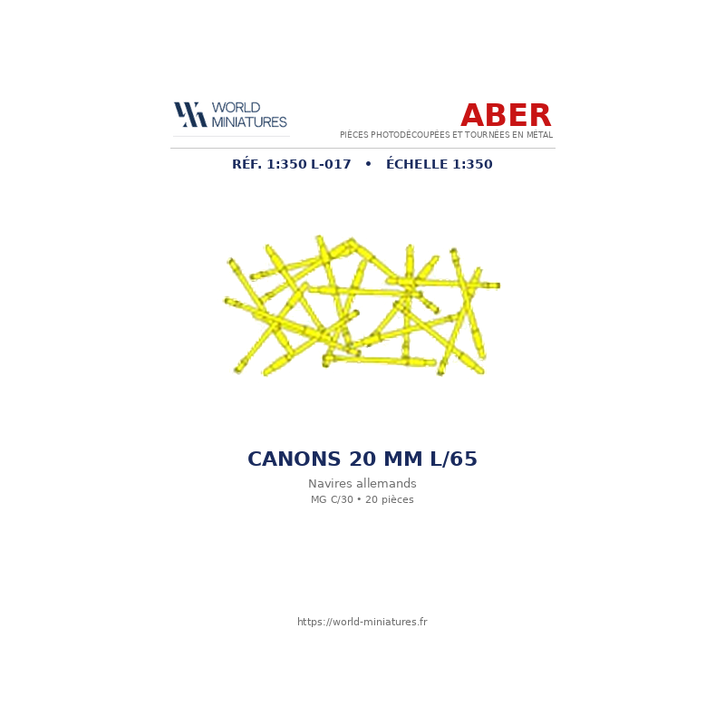 Aber S 1:350 L-017 – Canons 20 mm L/65 MG C/30 pour navires allemands