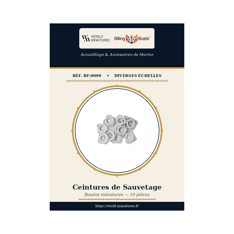 Billing Boats BF-0009 – Ceintures de sauvetage 17 × 17 mm / 10 pièces