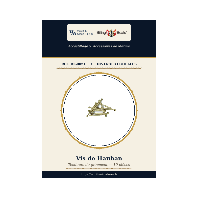 Billing Boats BF-0021 – Vis de hauban 20 mm / 10 pièces