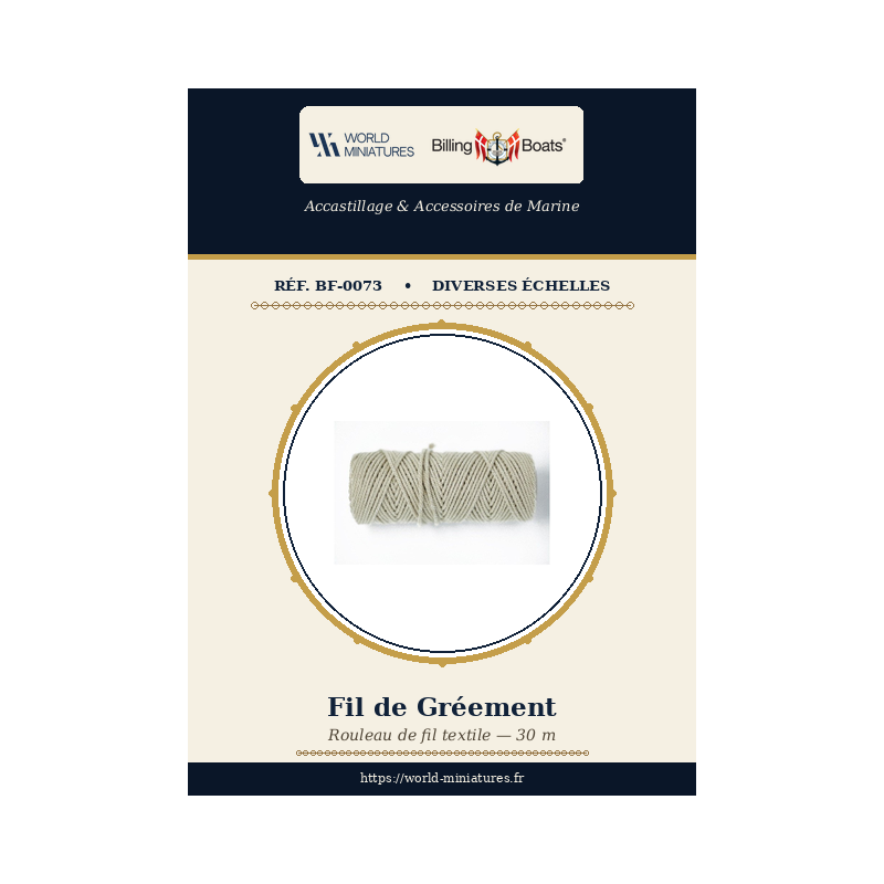 Billing Boats BF-0073 – Fil de gréement 1,2 mm × 30 m / 1 rouleau