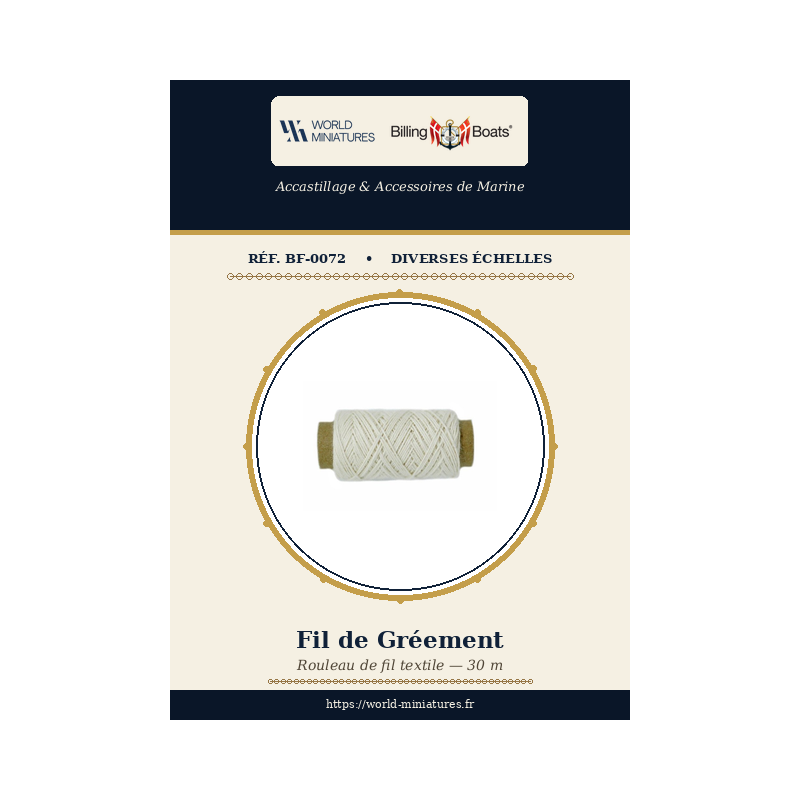 Billing Boats BF-0072 – Fil de gréement 0,8 mm × 30 m / 1 rouleau