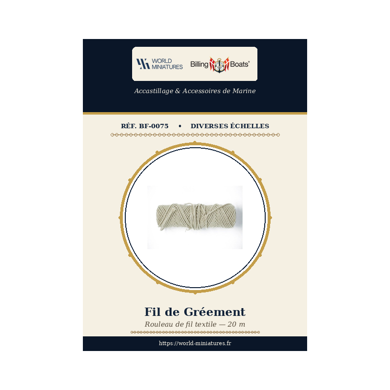 Billing Boats BF-0075 – Fil de gréement 1,2 mm × 20 m / 1 rouleau