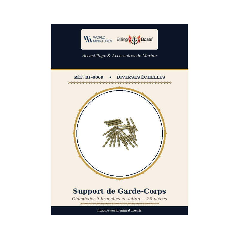 Billing Boats BF-0069 – Support de garde-corps 15 mm, 3 branches / 20 pièces