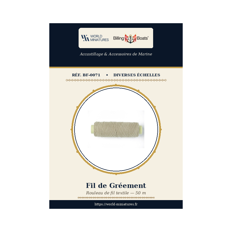 Billing Boats BF-0071 – Fil de gréement 0,5 mm × 50 m / 1 rouleau