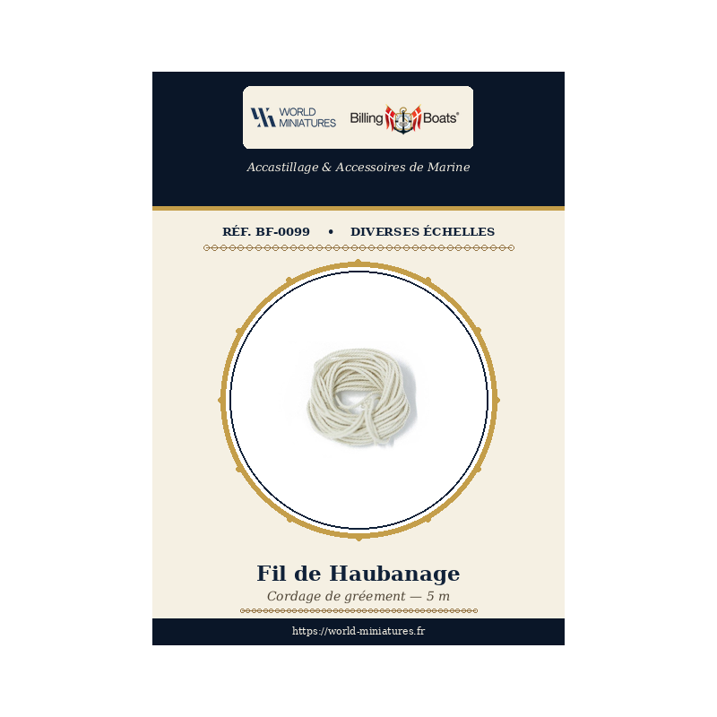 Billing Boats BF-0099 – Fil de haubanage 1,5 mm × 5 m / 1 pièce