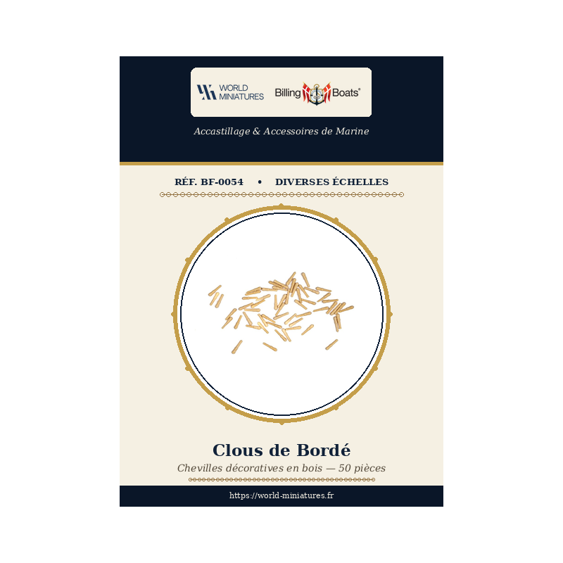 Billing Boats BF-0054 – Clous de bordé 8 mm / 50 pièces – Bois