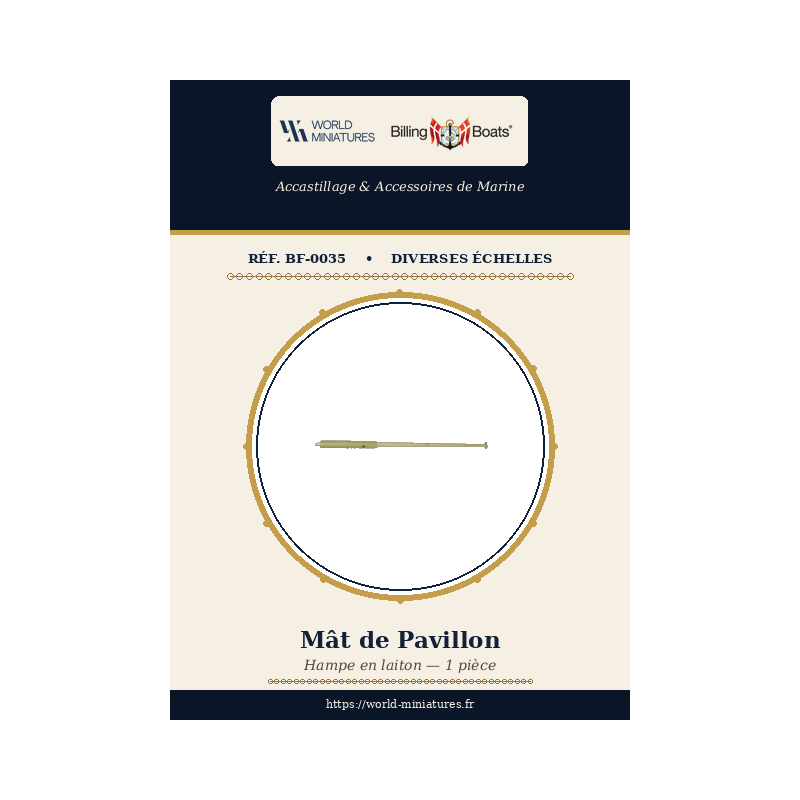 Billing Boats BF-0035 – Mât de pavillon 3 × 63 mm / 1 pièce