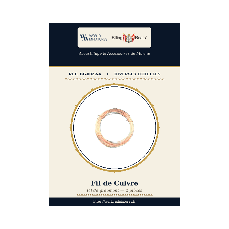 Billing Boats BF-0022/A – Fil de cuivre 0,5 × 2500 mm (2 pcs)