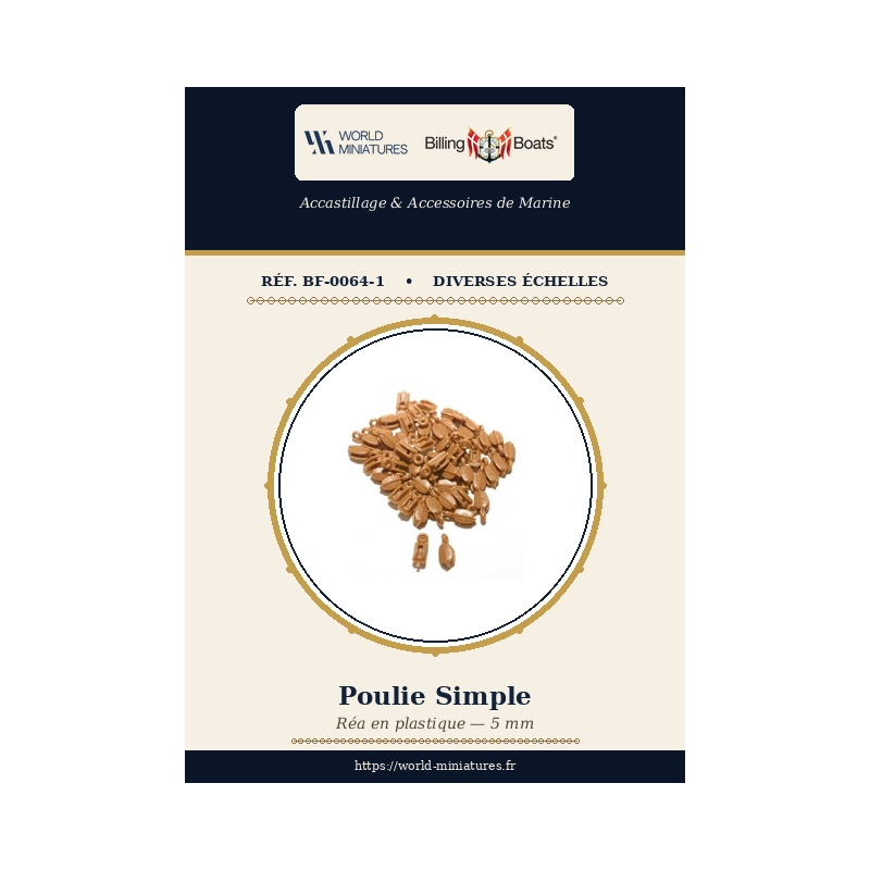 Billing Boats BF-0064/1 – Poulie simple en plastique 5 mm