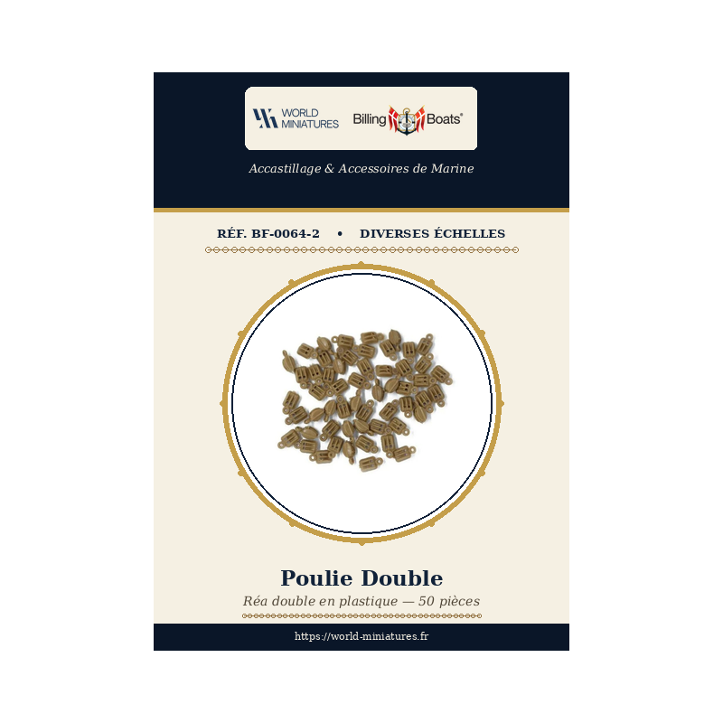 Billing Boats BF-0064/2 – Acc. Poulie double plastique 5 mm (50 pcs)