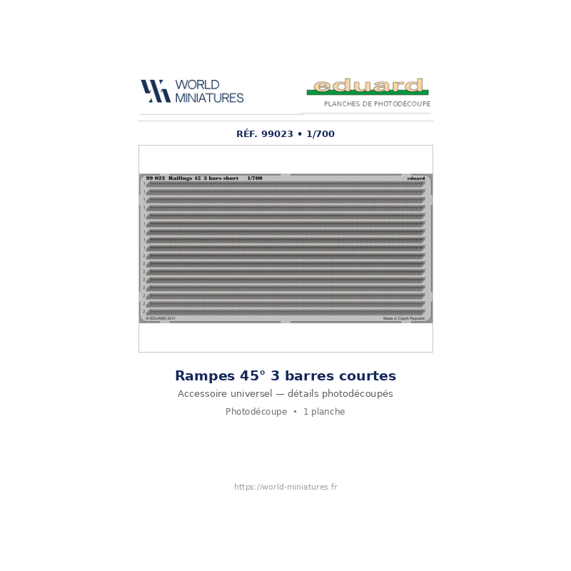 Eduard 99023 – Rampes 45' 3 barres courtes 1/700
