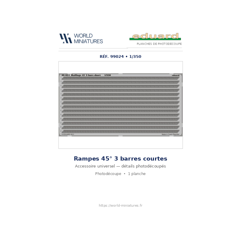 Eduard 99024 – Rampes 45' 3 barres courtes 1/350