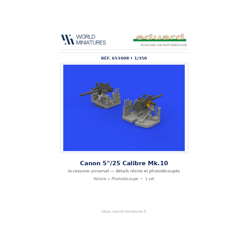 Eduard 653008 – Canon 5"/25 calibre Mk.10 1/350