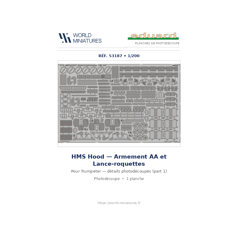 Eduard 53187 – HMS Hood Pt.1 – Armement AA et lance-roquettes 1/200 (Trumpeter)