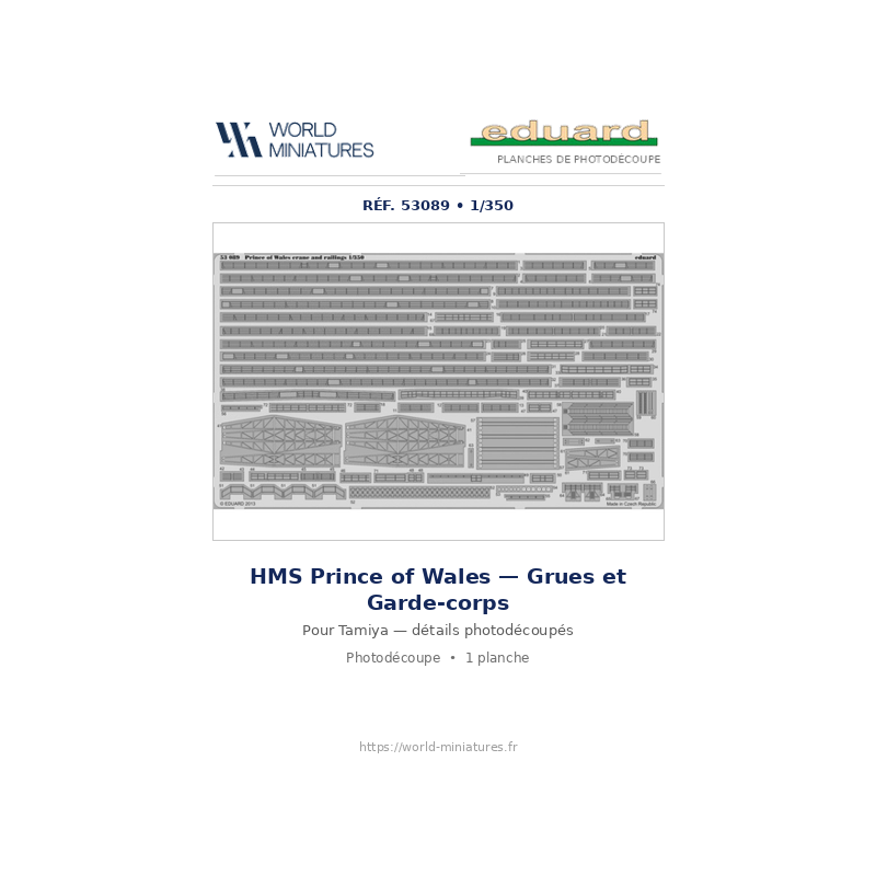 Eduard 53089 – HMS Prince of Wales – Cranes & Railings (Tamiya) – 1/350