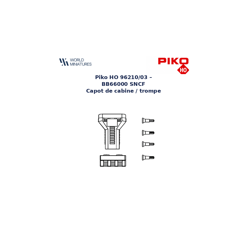 Piko HO 96210/03 – BB66000 Cheminées d’échappement et klaxons