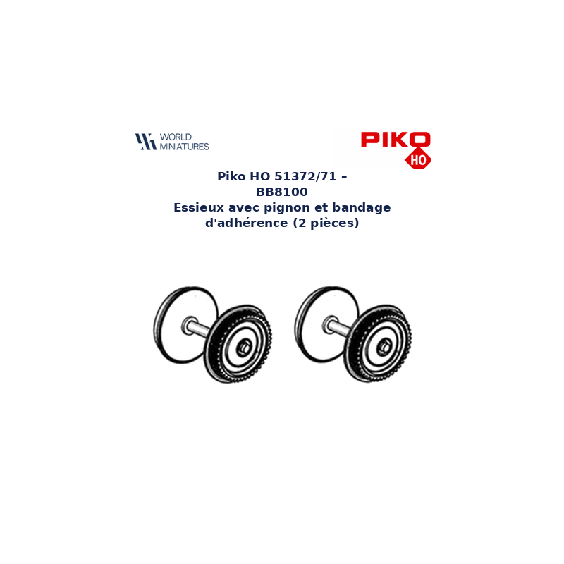 Piko HO 51372/71 – BB8100 Essieux avec pignon et bandage d’adhérence (2 pièces)