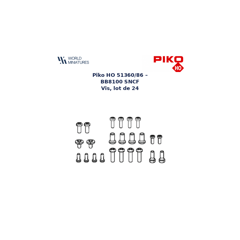 Piko HO 51360/86 – BB 8100 SNCF  Vis, lot de 24