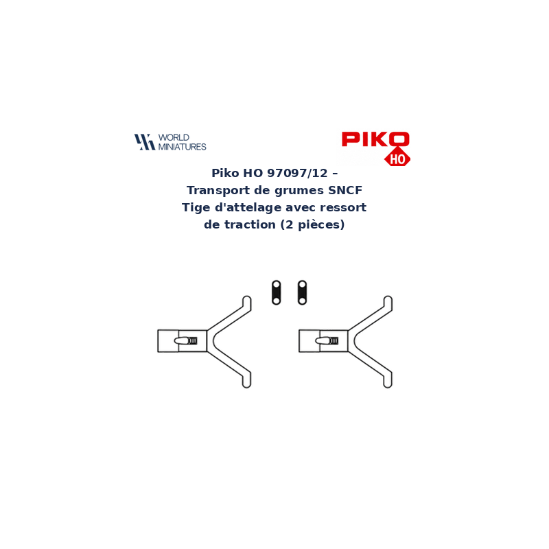 Piko HO 97097/12 – Transport de grumes SNCF Tige d’attelage avec ressort de traction (2 pièces)