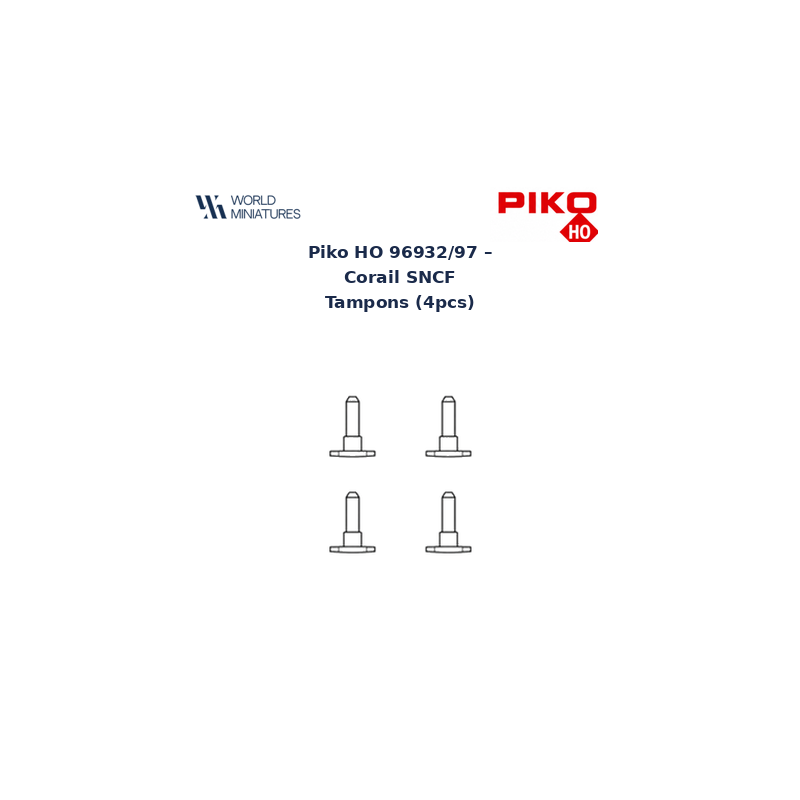 Piko HO 96932/97 – Corail SNCF Tampons (4pcs)