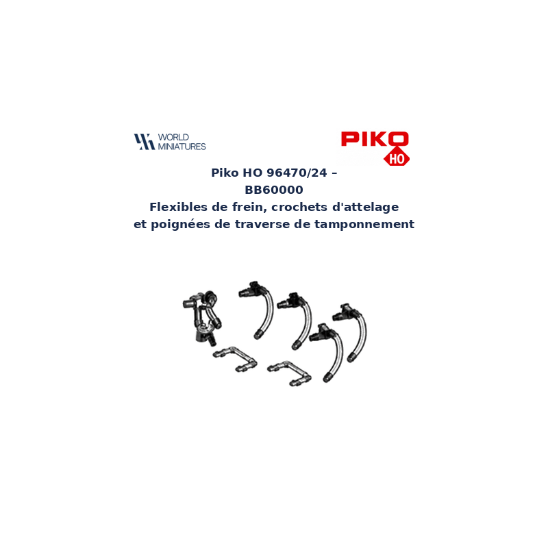 Piko HO 96470/24 – BB60000 Flexibles de frein, crochets d’attelage et poignées de traverse de tamponnement