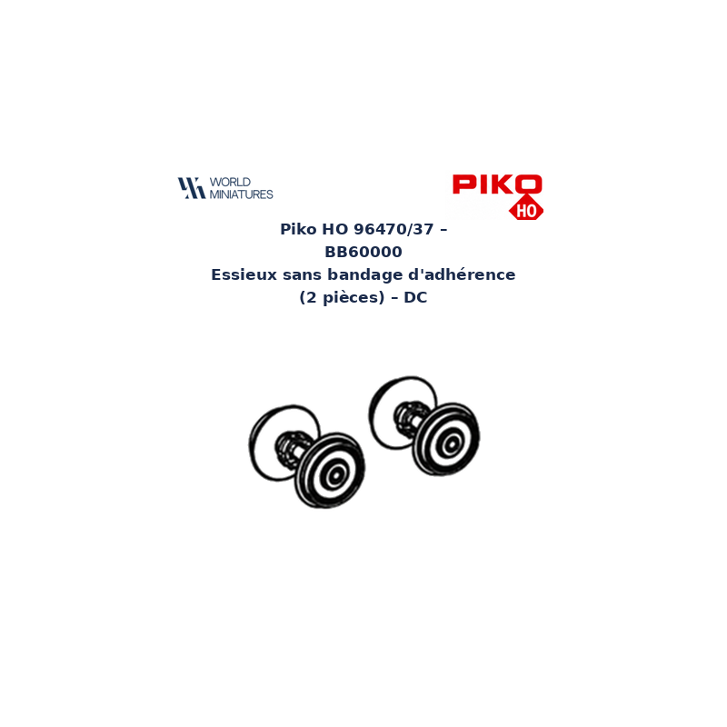 Piko HO 96470/37 – BB60000 Essieux sans bandage d’adhérence (2 pièces) – DC