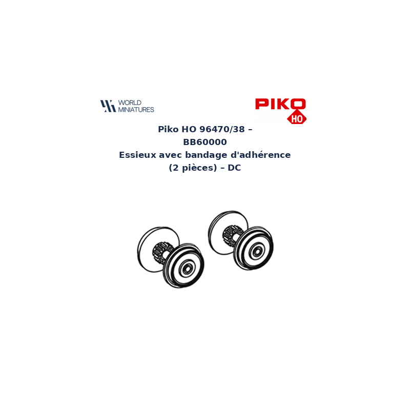Piko HO 96470/38 – BB60000 Essieux avec bandage d’adhérence (2 pièces) – DC