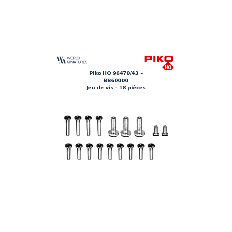 Piko HO 96470/43 – BB60000 Jeu de vis – 18 pièces
