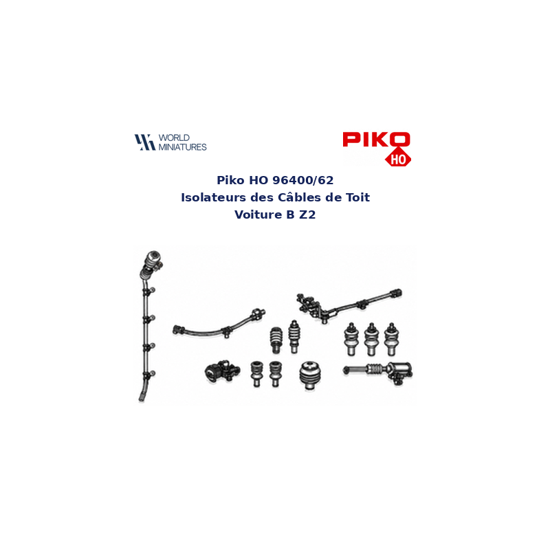 Piko HO 96400/62 Z9600 Isolateurs des Câbles de Toit Voiture B Z2