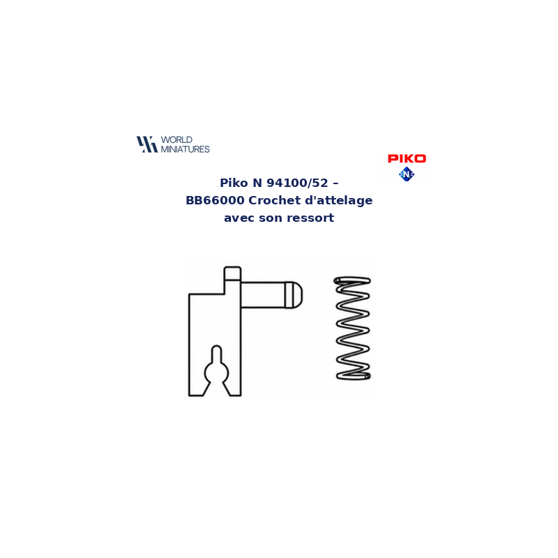 Piko N 94100/52 – BB66000 Crochet d’attelage avec son ressort