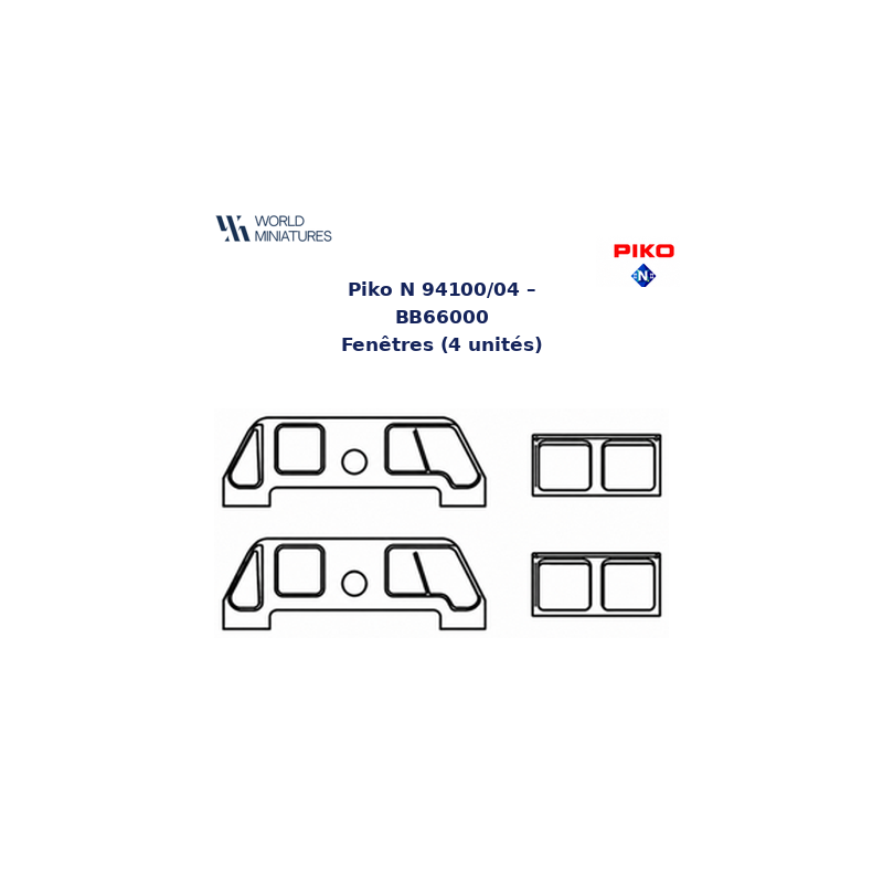 Piko N 94100/04 – BB66000 Fenêtres (4 unités)