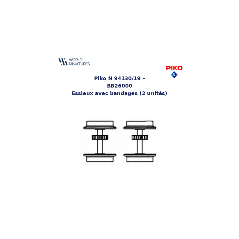 Piko N 94130/19 – BB26000 Essieux avec bandagés (2 unités)