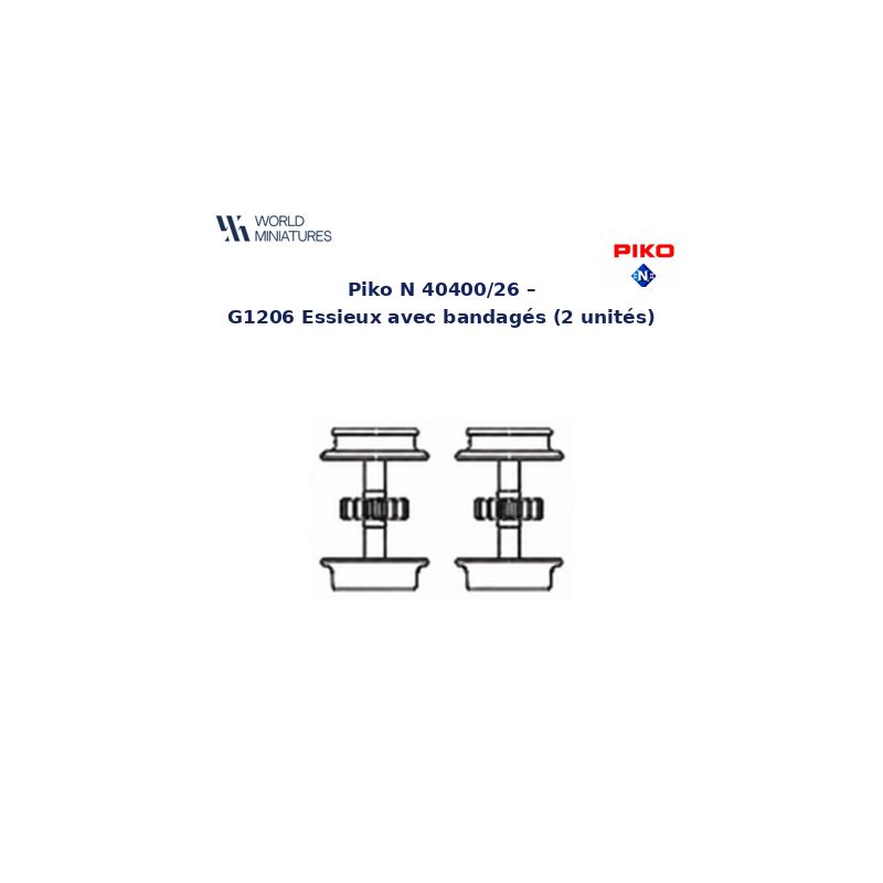 Piko N - 40400/26 - G1206 Essieux avec bandagés (2 unités)