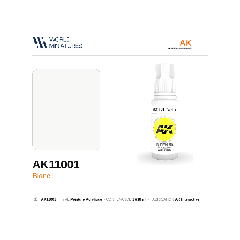 AK Interactive AK11001 – Peinture Acrylique Blanc – 17 ml