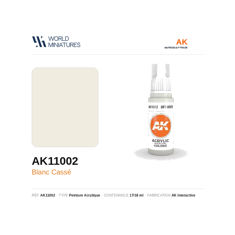 AK Interactive AK11002 – Peinture Acrylique Blanc Cassé – 17 ml