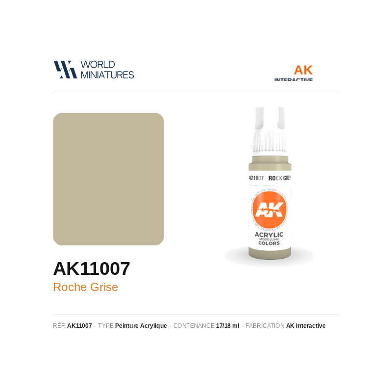 AK Interactive AK11007 – Peinture Acrylique Roche Grise – 17 ml