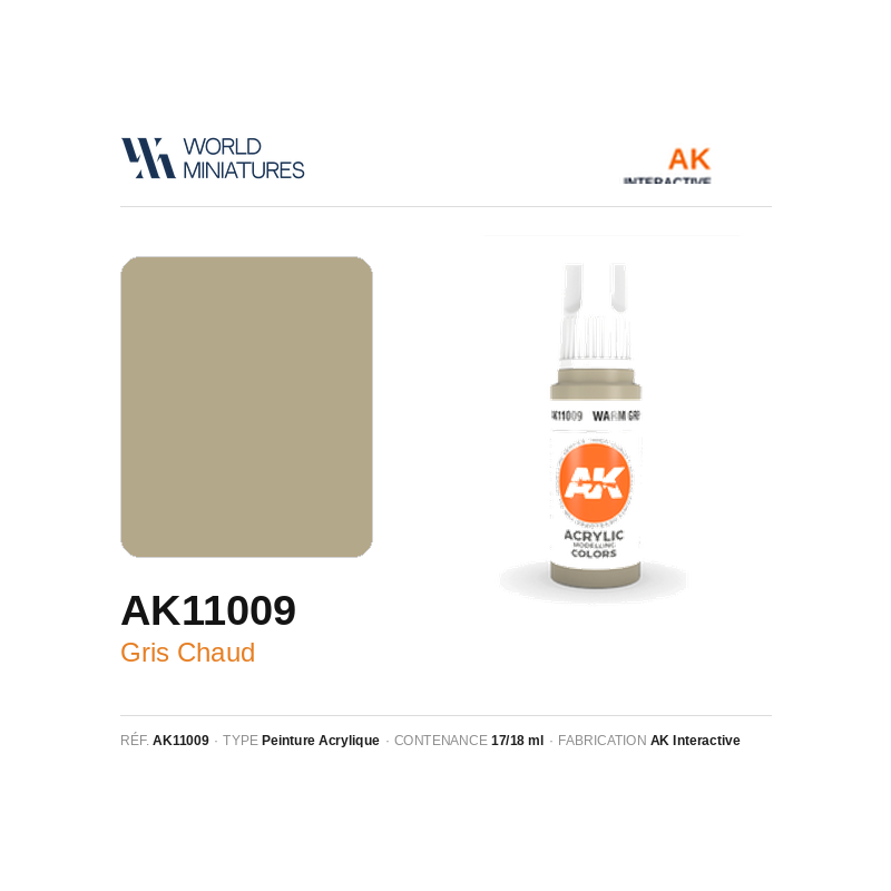 AK Interactive AK11009 – Peinture Acrylique Gris Chaud – 17 ml