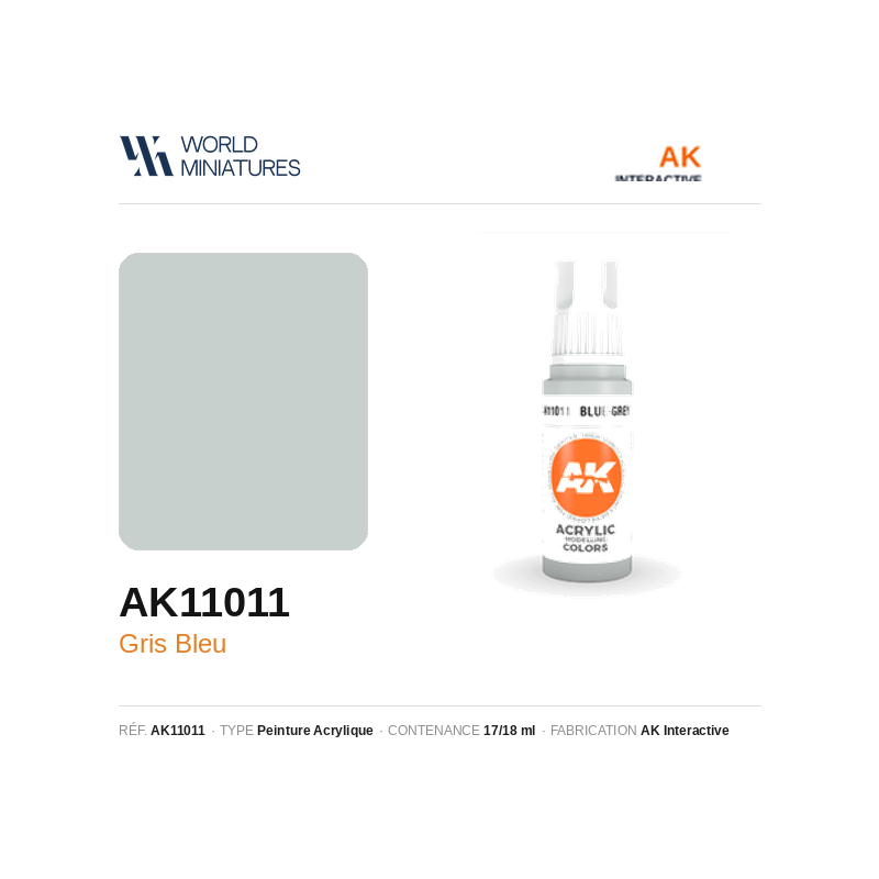 AK Interactive AK11011 – Peinture Acrylique Gris Bleu – 17 ml